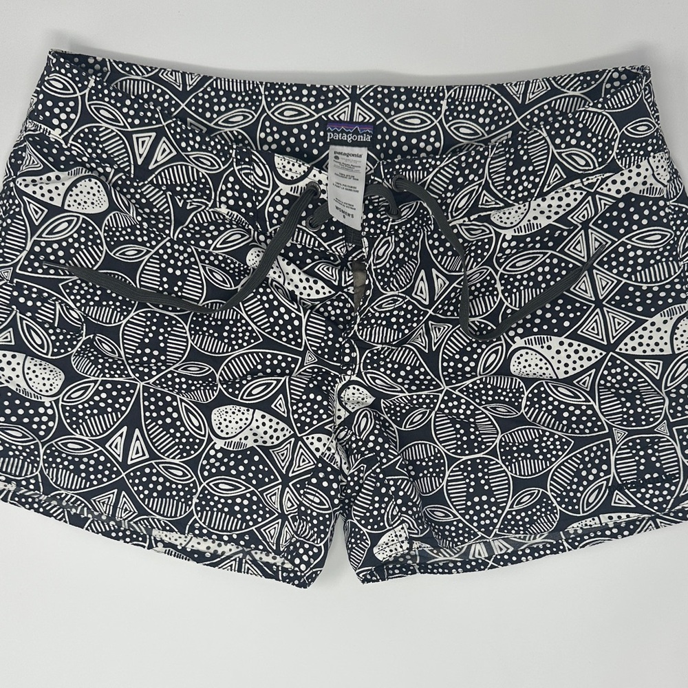 Patagonia Women's Geometric Black and White Boarding Shorts